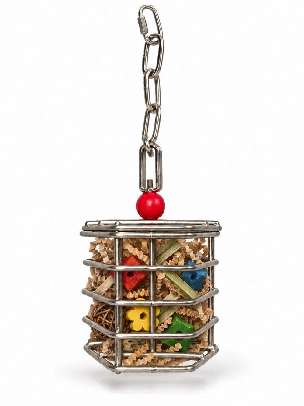 Stainless Steel Hanging Parrot Foraging Basket Bird Toy Treat Holder Cage